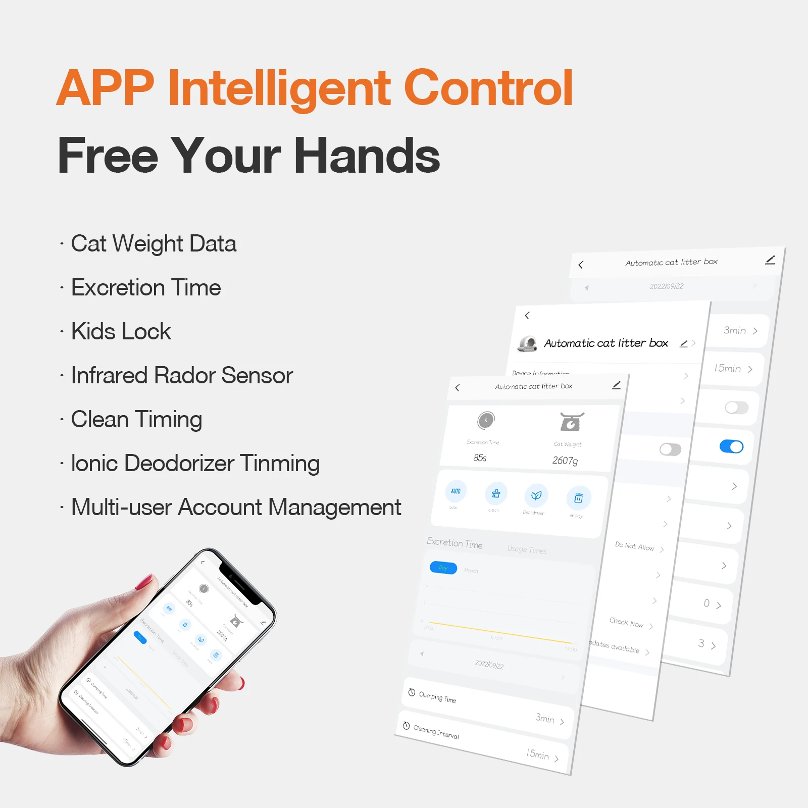 ذكي التنظيف الذاتي مرحاض القطط التحكم في تطبيق الهاتف المحمول صندوق نفايات القطط التلقائي الذكي #2