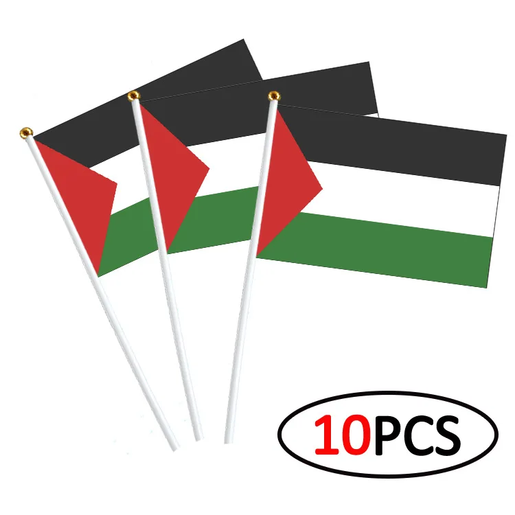 10PCS Large Palestine Flag Polyester Gaza Palestinian Banner Bandera Palestina Hand Waving The Flag