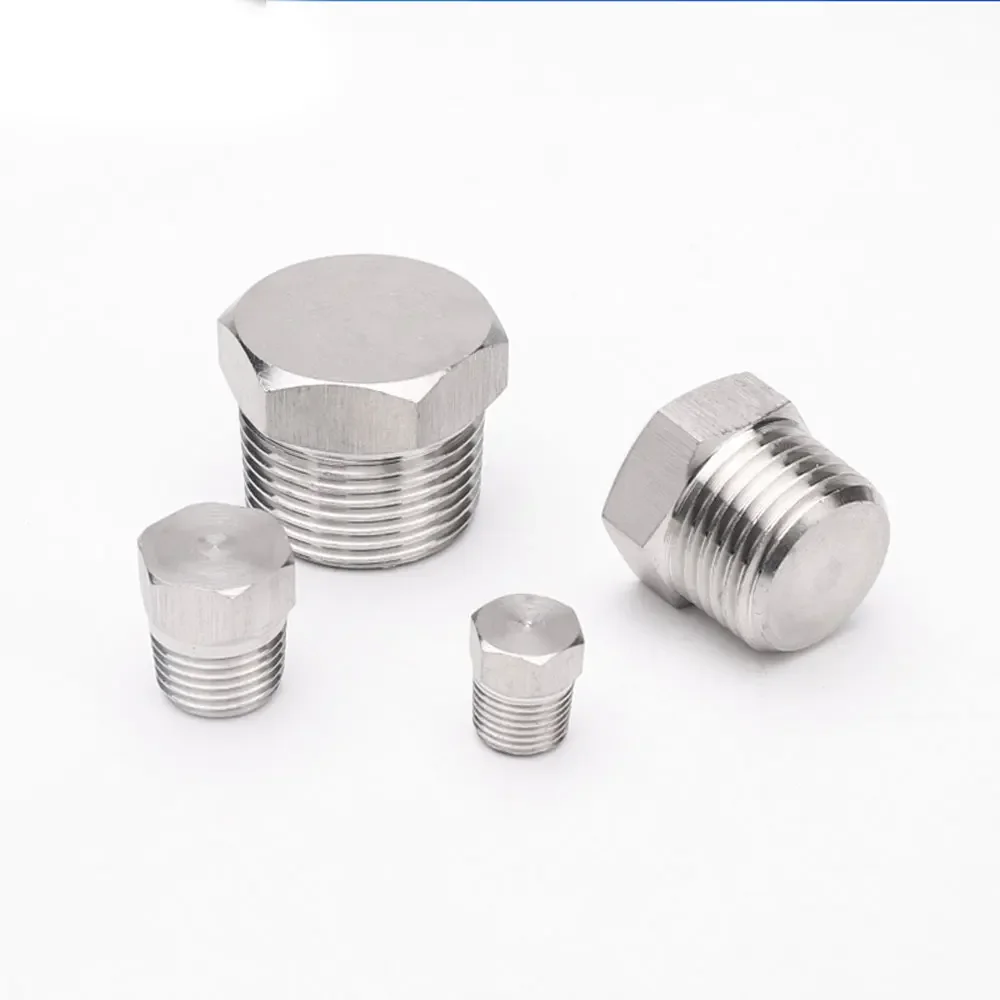 1/8" 1/4" 3/8" 1/2" 3/4" 1" 1-1/4" 1-1/2" 2" BSPT NPT Male 316 304 Stainless Steel Countersunk End Plug Square Head Cap