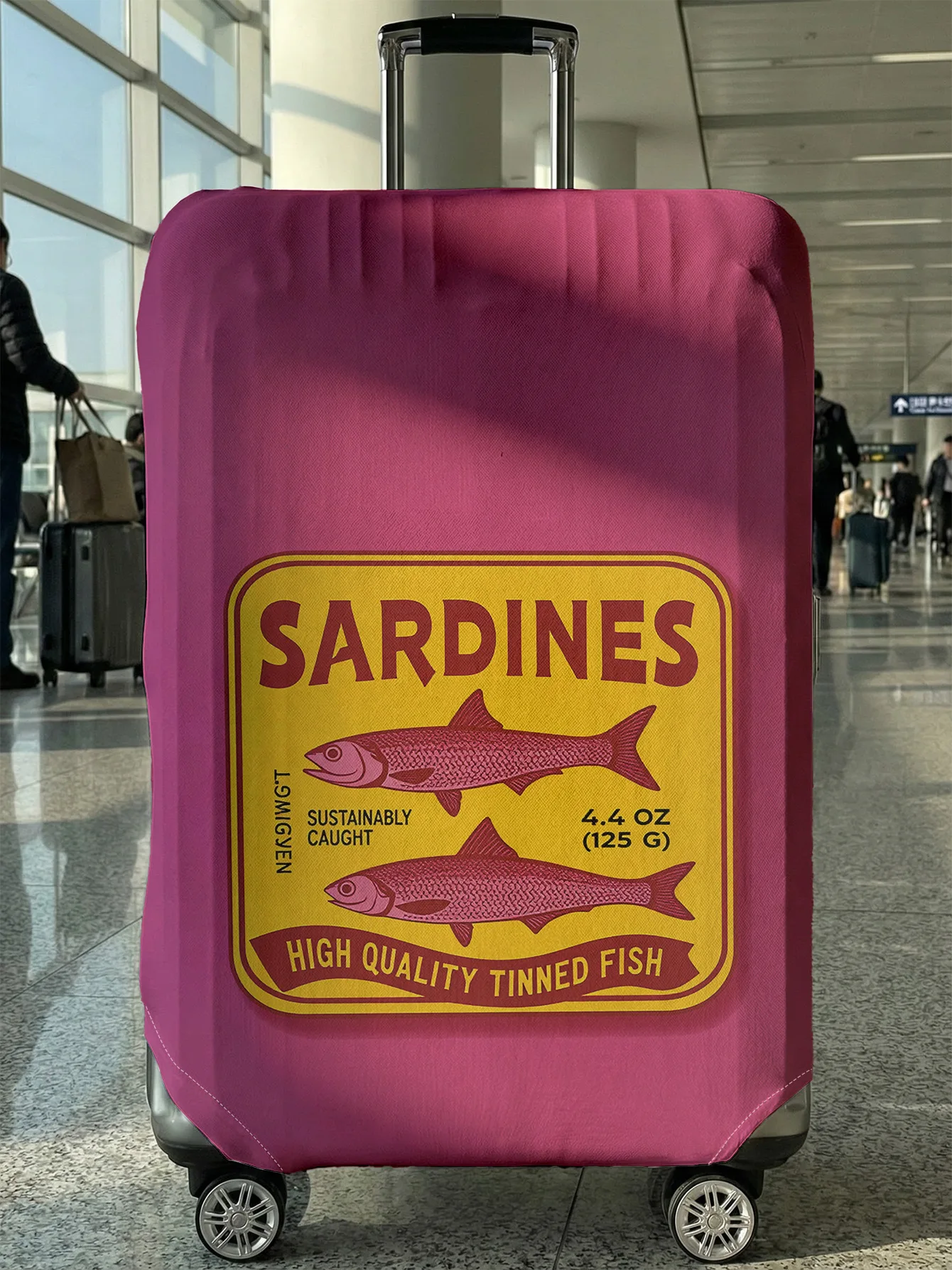 

Magenta Base Sardine Can SARDINES Luggage Cover, Suitable for 18-32 Inch Luggage Cover, Luggage Handle Glove, Travel Accessories