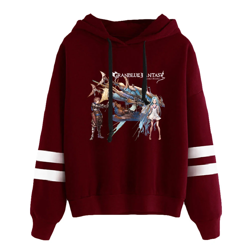 Granblue-Hoodie Unisex Fantasy, Pocketless, Barras Paralelas, Moletons de Manga, Harajuku Streetwear, Homens e Mulheres