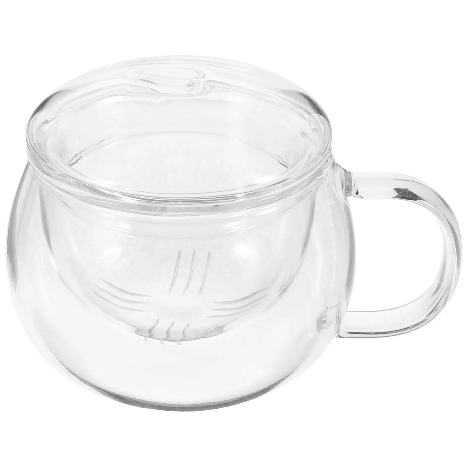

1Set Glass Tea Cup Set with Strainer Lid Heat-Resistant for Loose Leaf Tea Coffee Hot Cocoa Milk Stylish Round Shape Home