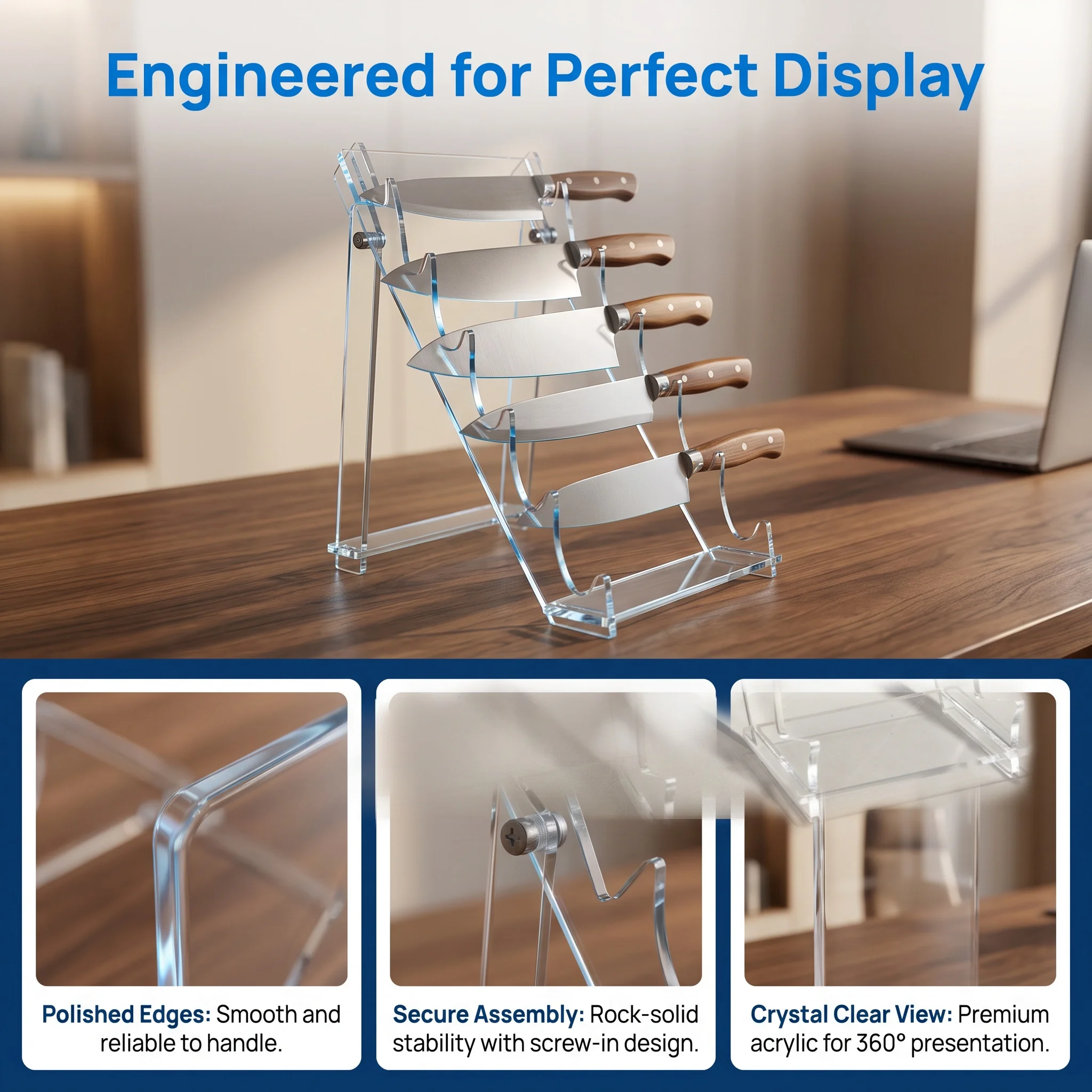 Transparent Acrylic Display Knife Rack Staircase-style Detachable Storage Rack Exhibition Stand Knife Rack