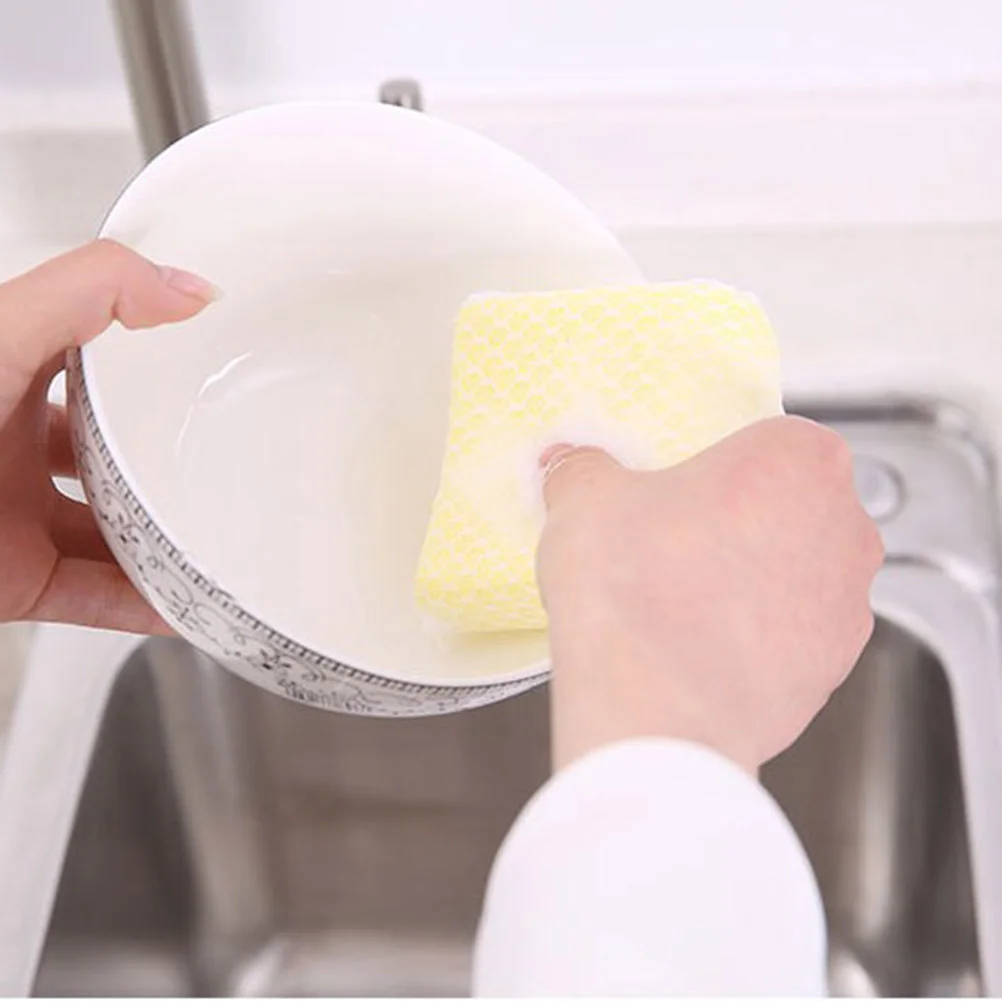 5pcs Net Cleaning Sponge Simple Practical Kitchen Cleaning Sponge for Dish Cup Bowl (Random Color)