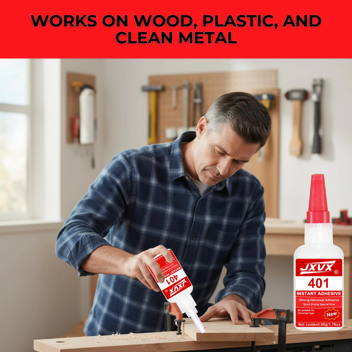 Pegamento universal 401 de secado rápido, apto para resina, cerámica, metal, vidrio, madera, juguetes y reparaciones de bricolaje. Pegamento epoxi transparente, inodoro e impermeable.