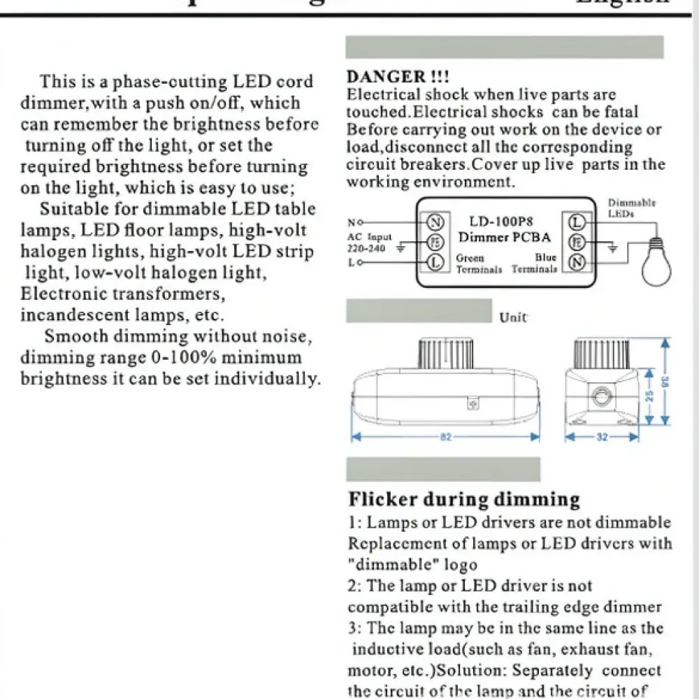 Miniature Dimmer Switch For 12V 24V LED Lighting Systems RV Boat Adjustable Brightness 8A Controller Easy Installation