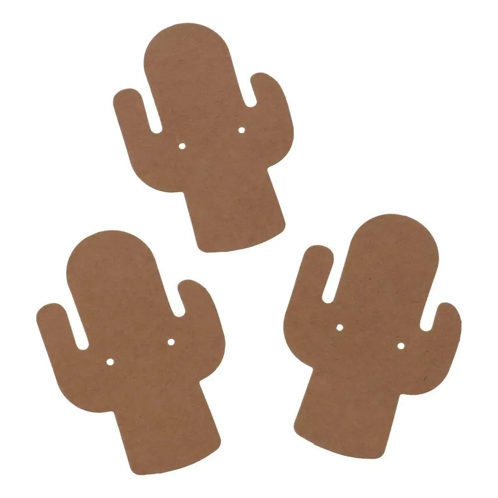 크래프트 종이 선인장 귀걸이 카드, 쥬얼리 카드, 선인장 모양 다크 브라운 귀걸이 디스플레이 카드, 선인장 모양 귀걸이 카드, DIY 공예