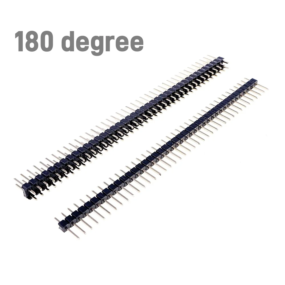 5 20 100 Pcs 2.54 MM Pitch Pin Header Male Dual Straight 90 180 Degree Single Row Right Angle SMD 1x40 Pin 2x40 Position