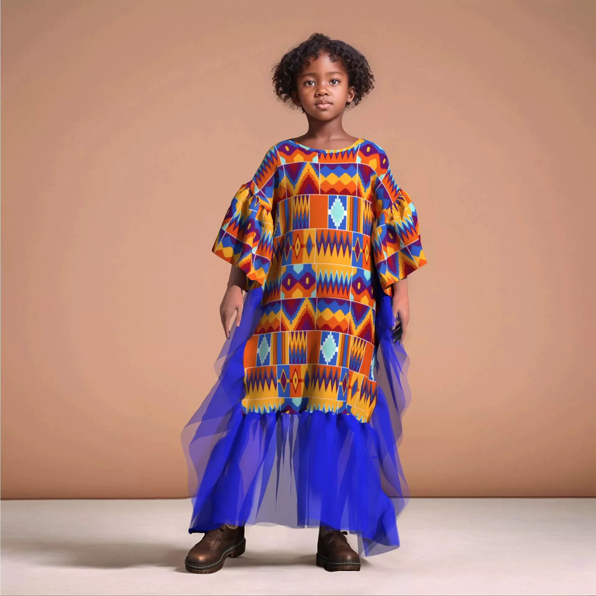 Платье для девочек с принтом африканского этнического батика, новинка 2025 года — юбка с цветочным узором из хлопчатобумажной ткани — длинное платье — светлая форма для вечеринки/дня рождения