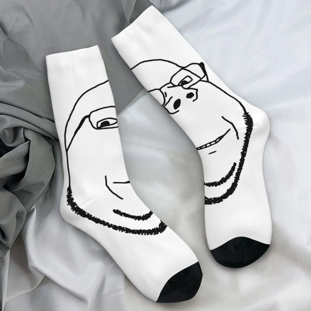 Smiling Wholesome Wojak Soyjak (2) Socks Autumn Stockings Casual Couple Quality Socks Design Running Anti Skid Socks