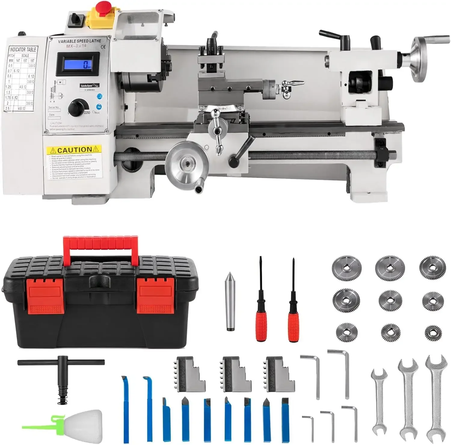 Metal Lathe, High-Precision Mini Metal Lathe, 2500 RPM 550W Benchtop Lathe with 3-Jaw Chuck for Metal Threading Turning Drilling