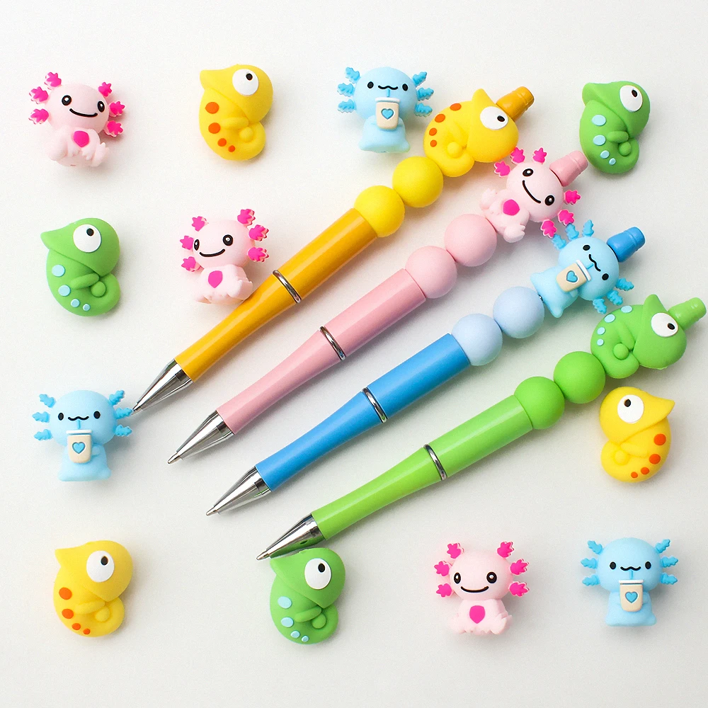 5/10/20 قطعة ثلاثية الأبعاد الحيوان سيليكون البؤري الخرز ثلاثية الأبعاد تغيير لون الحرباء الخرز ل القلائد ذاتية الصنع صنع المجوهرات اكسسوارات