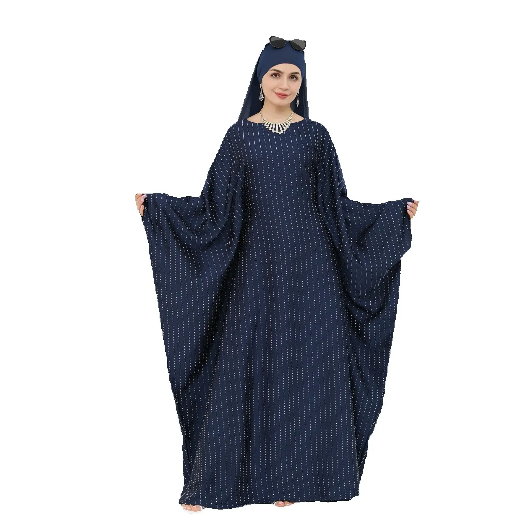 

Dubai Luxury Diamonds Abaya Kebaya Eid Djellaba Women Muslim Dress Batwing Sleeve Caftan Marocain Femme Robe Islam Jalabiya Gown