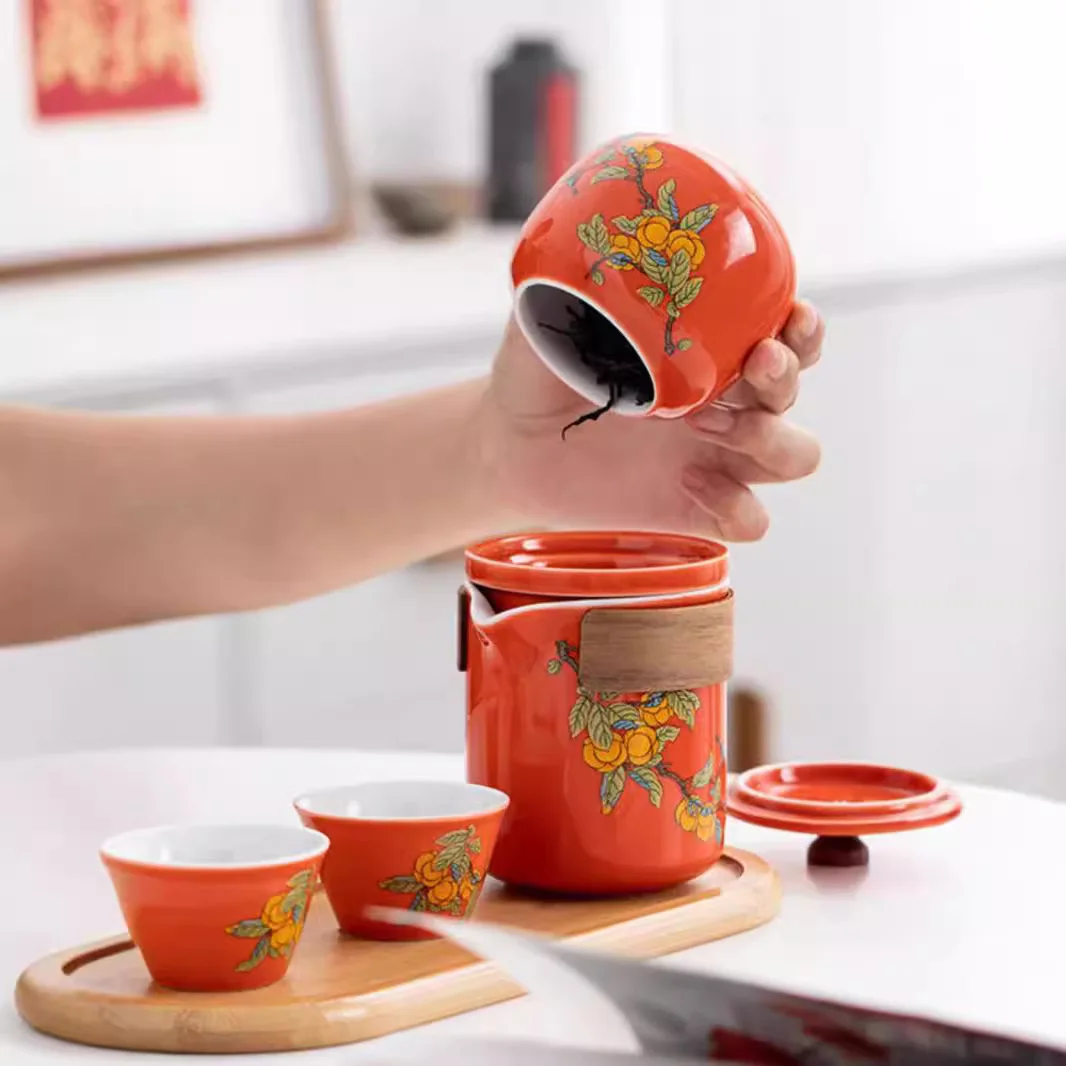 Travel Tea Set Portable One Pot Four Cups Storage Car Outdoor Kung Fu Tea Set  Чайник Заварочный Tea Pot and Cup Set