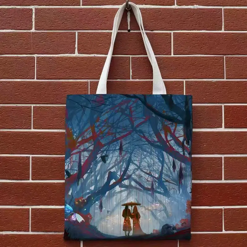 Anime Tian Guan Ci Fu Tote Books Bag Heaven Official’s Blessing Hua Cheng Xie Lian Canvas Casual Shopping Shoulder Bag Handbag