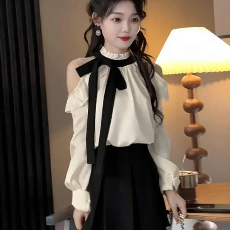 2026 Spring Summer New Fashion Women French Style Dress Set Skirt Design Sense Off Shoulder Shirt Half Body Skirt Two Piece Set
