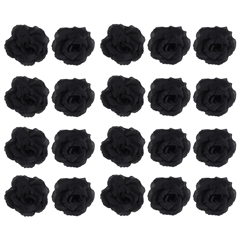 

20 Pcs Black Rose Artificial Silk Flower Party Wedding House Office Garden Decor DIY-AT35