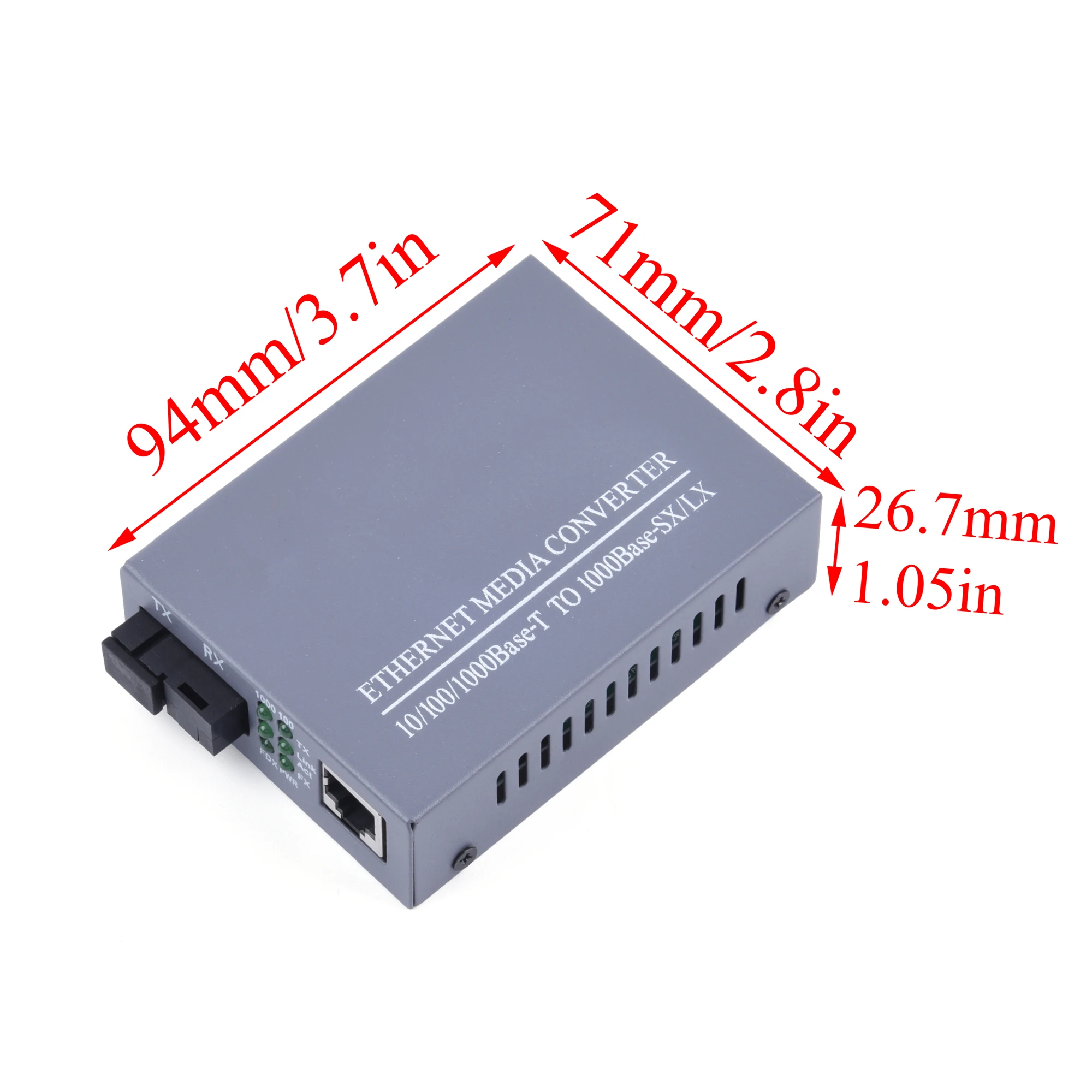 Gigabit Fiber Optical Media Converter 10/100/1000Mbps Single Mode 20Km UPC/APC SC-Port External Power Supply