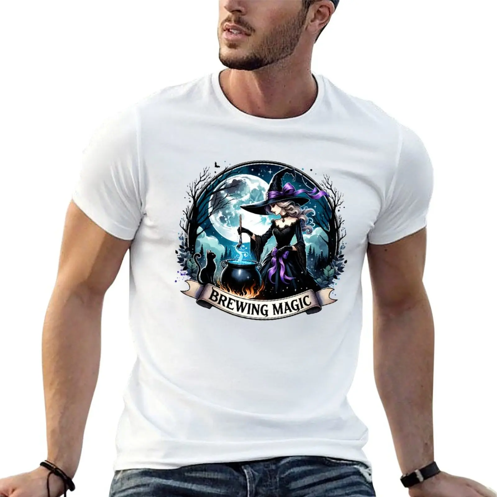 Enchanting Vintage Witch Art - Perfect for Halloween Apparel and Decor T-Shirt Comfortable Work Wear Tee
