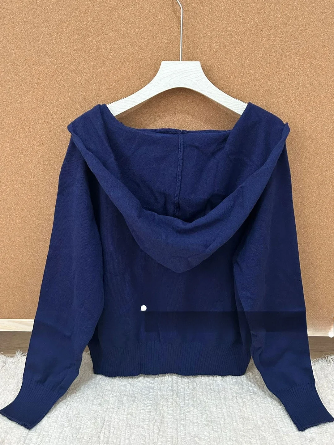 Blauer Kapuzenpullover Jaet Damen Casual Ort Sle Herbst Winter Taille-Cinching Top Bequeme Strickoberbekleidung