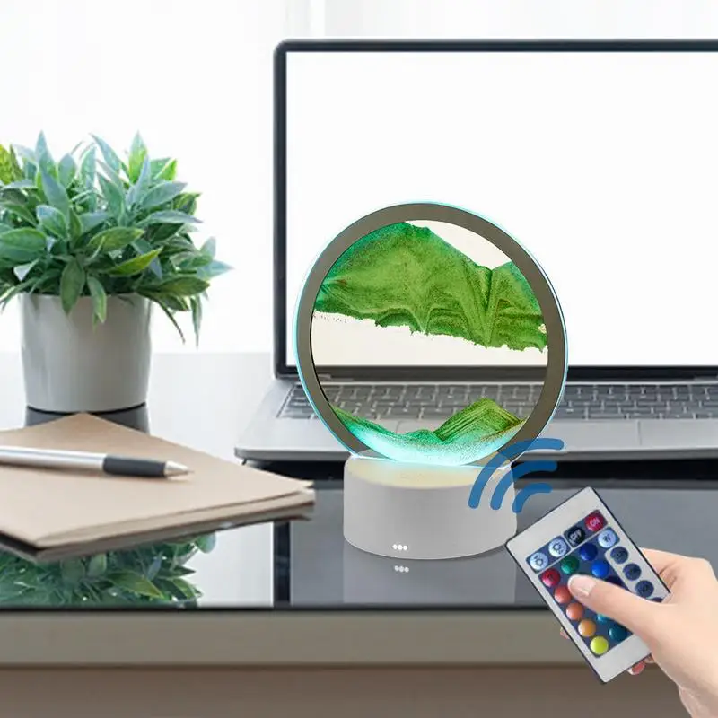 ค่าเฉลี่ยทรายโคมไฟศิลปะ 3D USB ชาร์จ Quicksand โคมไฟตกแต่งเดสก์ท็อปเครื่องประดับ Moving Sand Art โคมไฟ Creative Sand Art สําหรับ Home