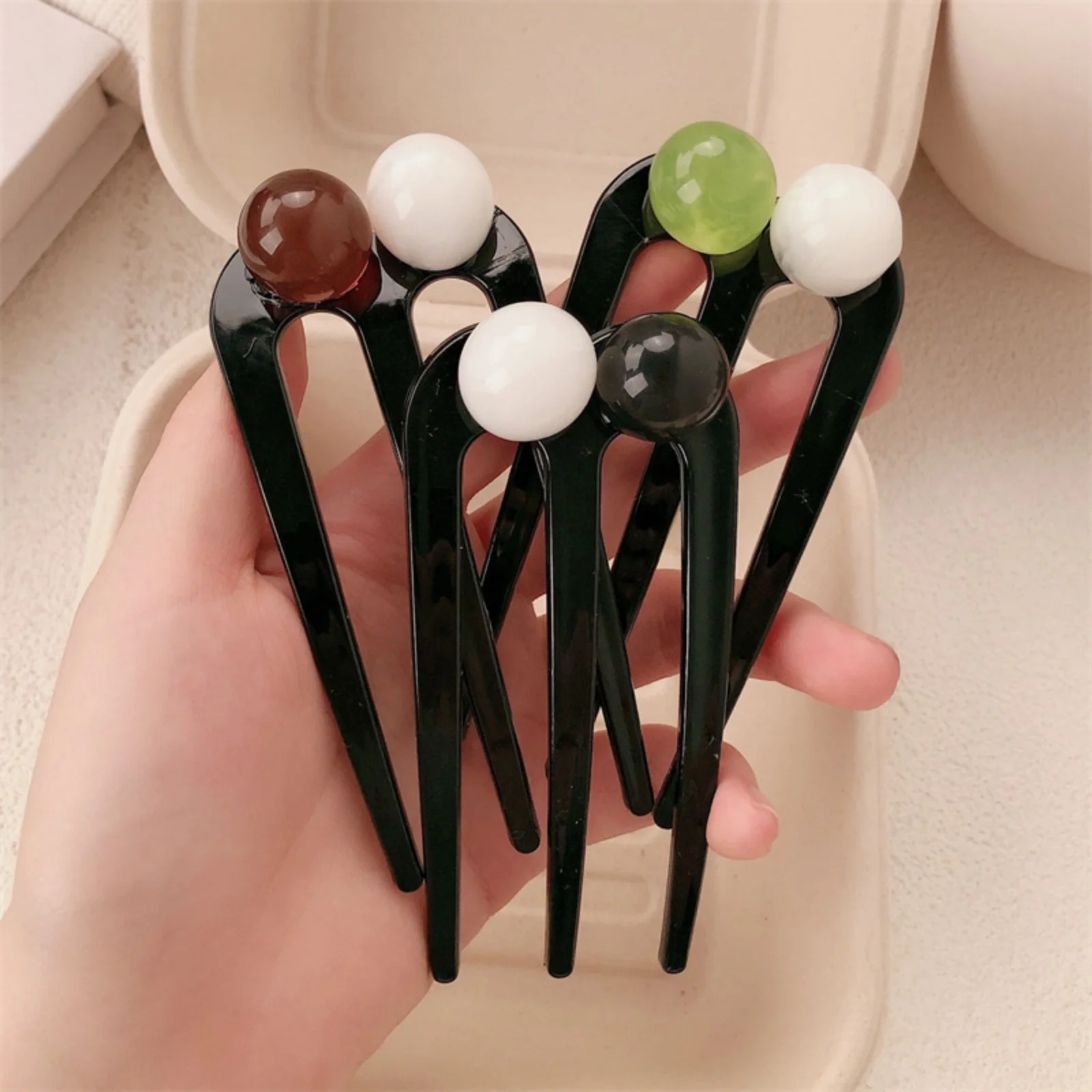 1 Stück Dual-Perlen-Haargabel-Clips, 2-teiliges Set, stilvoller gebrochener Pony-Haarschmuck für Frauen, ideal für schicke Hochsteckfrisuren – Detail 8