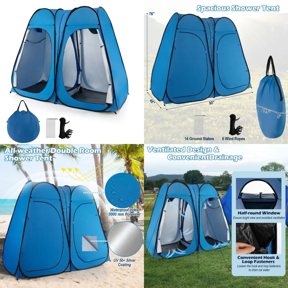 

Gazebos7.5FT Portable Pop Up Camping Shower Tent Privacy Changing Room Outdoor