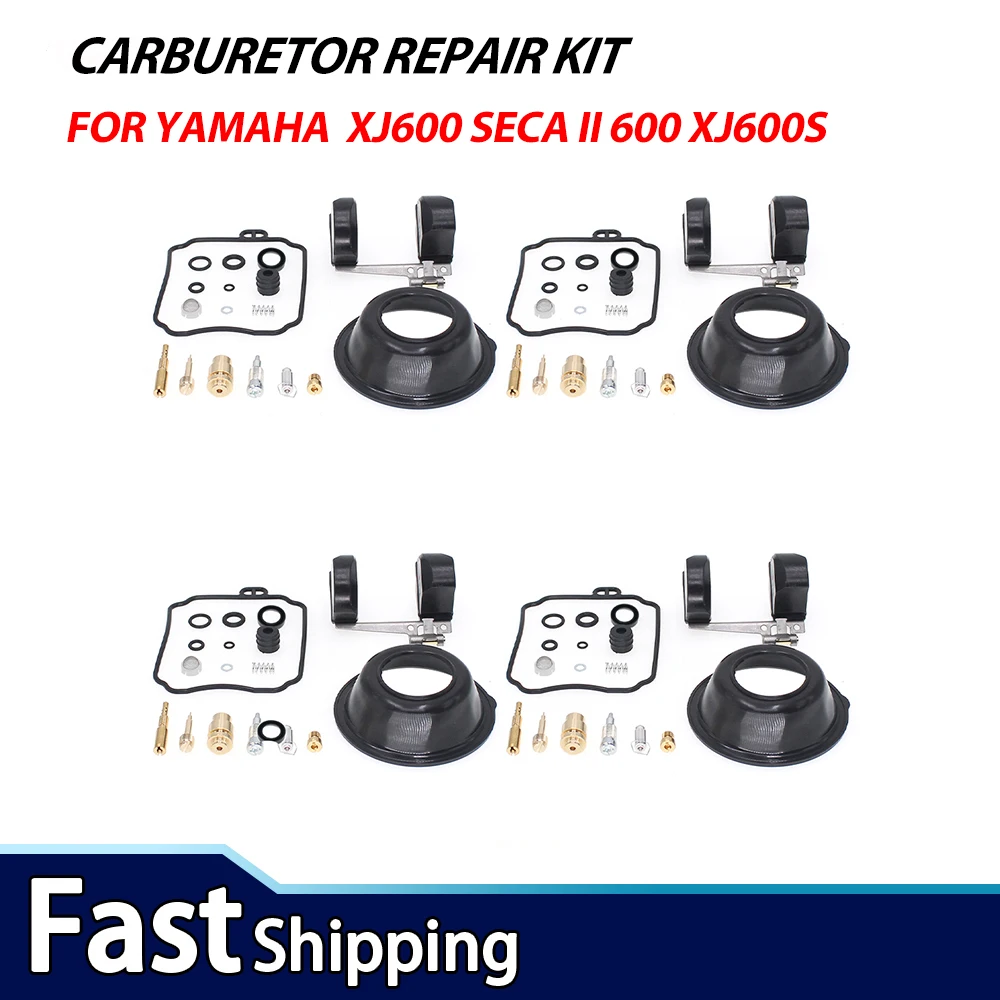 

4Sets For Yamaha XJ600 Seca II 600 XJ600S 1992-1998 Carburetor Repair Kit Carb Rebuild Set Vacuum Diaphragm Float