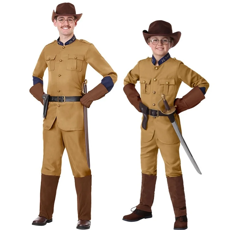 

Halloween Costume For Children Adult British officer Uniform Boys Cosplay Costume American Soldier Uniform Party Performance