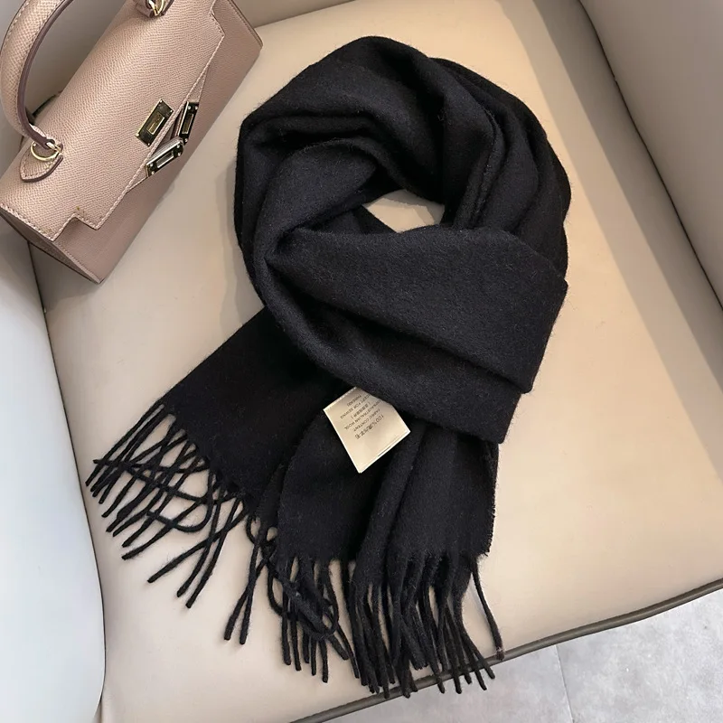 Winter New 28 Color 100% Wool Scarf Hot Selling Solid Color Scarf Men\'s and Women\'s Universal Warm and Cold proof Scarf