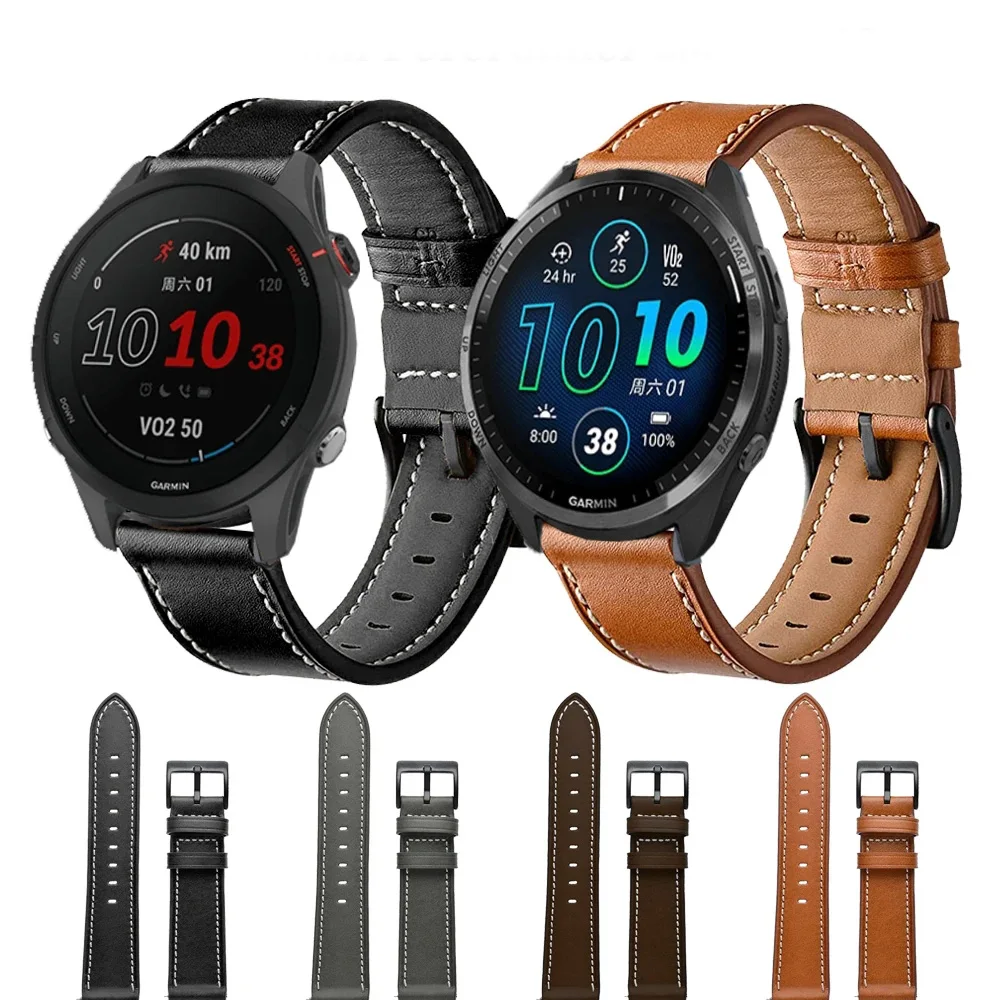 交換用レザーウォッチストラップ,20mm, 22mm, Garmin Venu3 2 sq,forerunner265,255ミュージック,vivoactive4