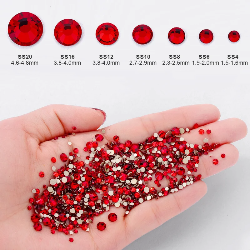QIAO Kristall Non-Hotfix SS4-SS20 Gemischte Größen 1440 Stück Goldene Flache Strasssteine Dekorationen DIY Glitzersteine 3D Nagelkunst – Detail 1