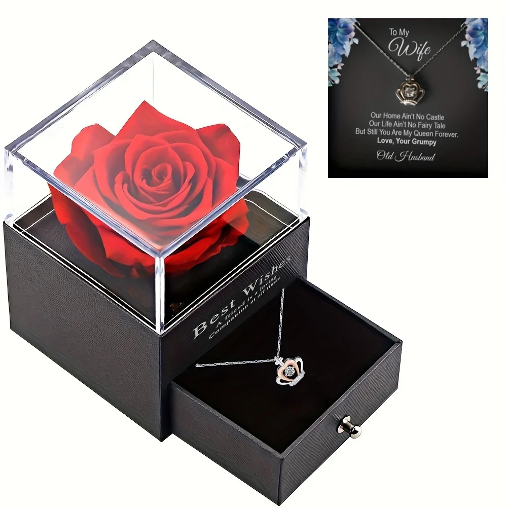 

To My Wife Crown Pendant Necklace Our Home Ain't No Castle Valentine's Day Gift With Flower Gift Box For Wife