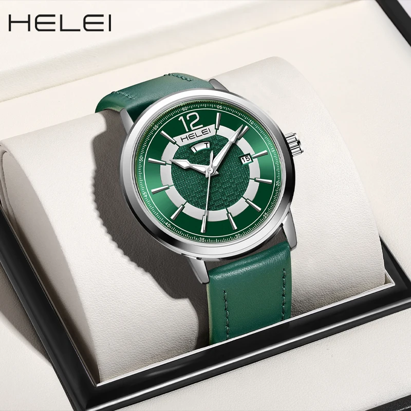 Men's Fashion Quartz Watch with Double Calendar Display Leather Belt Waterproof Night Light - Stylish Wristwatch Gift for Males