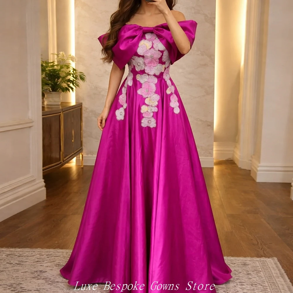 

Women's A-line Evening Dresses Floor-length Off The Shoulder Sleeveless Prom Dresses Fashion Flowers Beading Customized Gowns