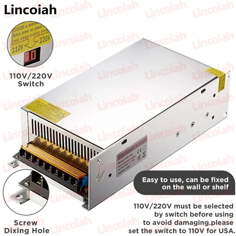 12V 13.8V 15V 18V 24V 27V 28V 30V 32V 36V 42V 45V 48V 55V 60V 70V 72V 80V 90V Switching Power Supply 800W 1000W 1200W LED SMPS