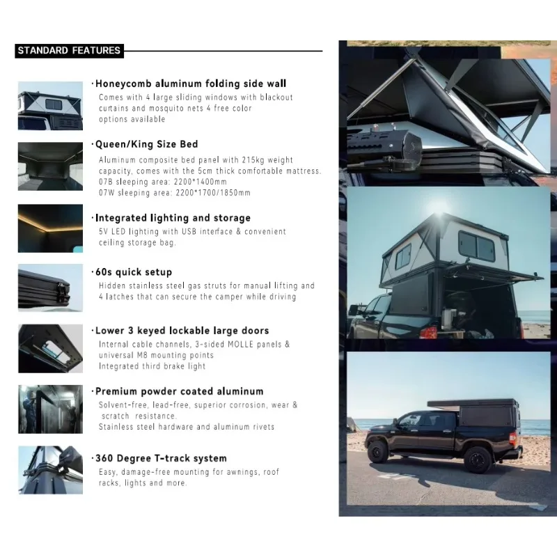 FL Customized Camper Overland Flatbed Pop up Slide in Truck Pickup Camper Truck Bed Tent Camper for Sale Hot Sale view 5