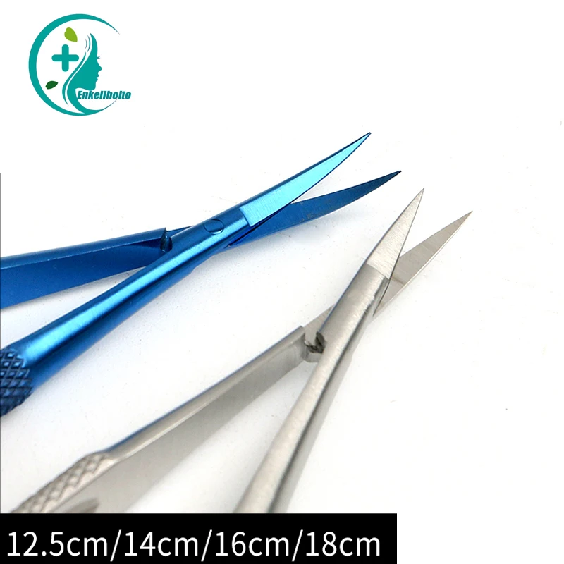 Eyebrow trimming scissors ophthalmic micro scissors straight end pointed elbow, and high-quality corneal scissors 12-18cm