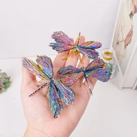 1PC Natural Crystal Stone Reiki Gemtone Healing Aura Tourmaline Colorful Flame Butterfly Animal Statue Home Garden Decorations 4