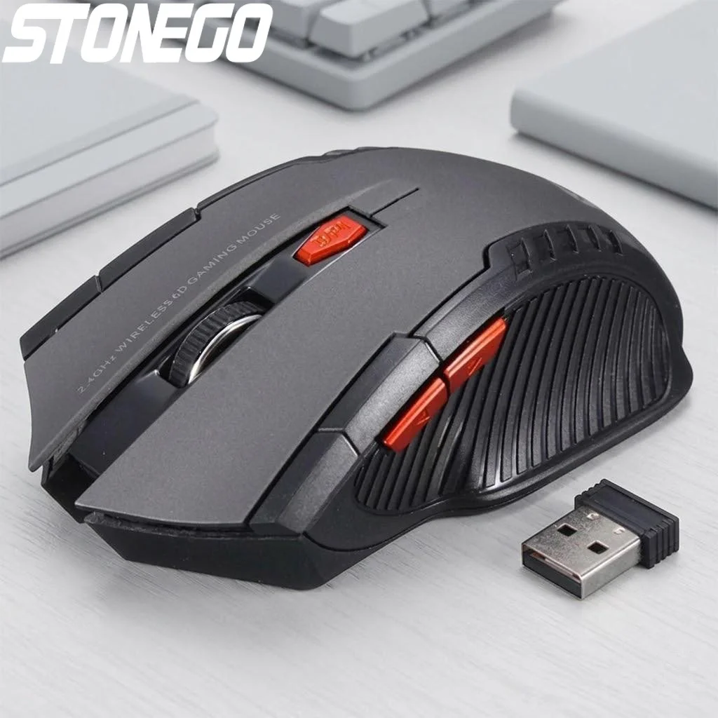 Mouse Gamer Sem Fio 2.4 GHz Ultra Fino Portátil com Receptor Óptico USB Incluído para PC e Laptop