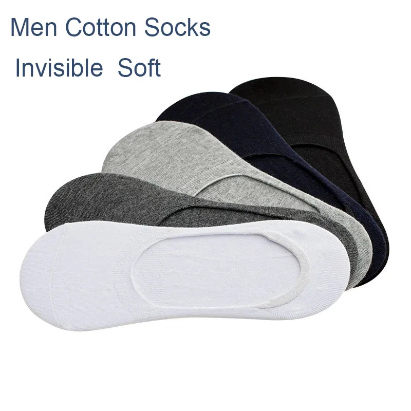 

5 Pairs / Lot Fashion Happy Men Boat Socks Summer Autumn Non-slip Silicone Invisible Cotton Socks Male Ankle Sock Slippers Meias