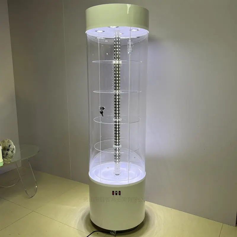 Benutzerdefinierte Acryl Vitrine Runde Kosmetik Modell Parfüm Dental Schmuck Rotierenden Display Stand High-end