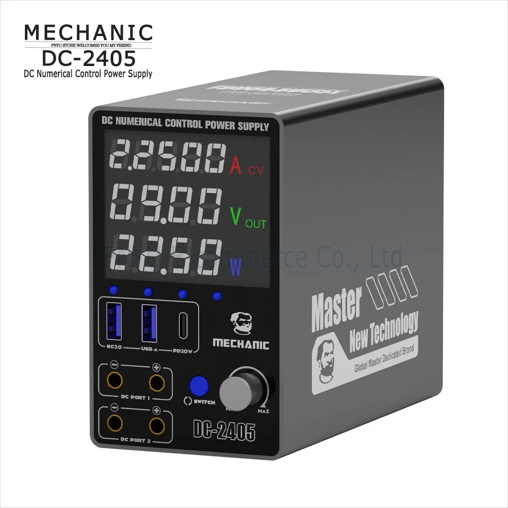 MECHANIC DC-2405 DC Power Supply Numerical Control 24A 5A Dual Channel DC Output Overload Protection Fast Charging Protocol