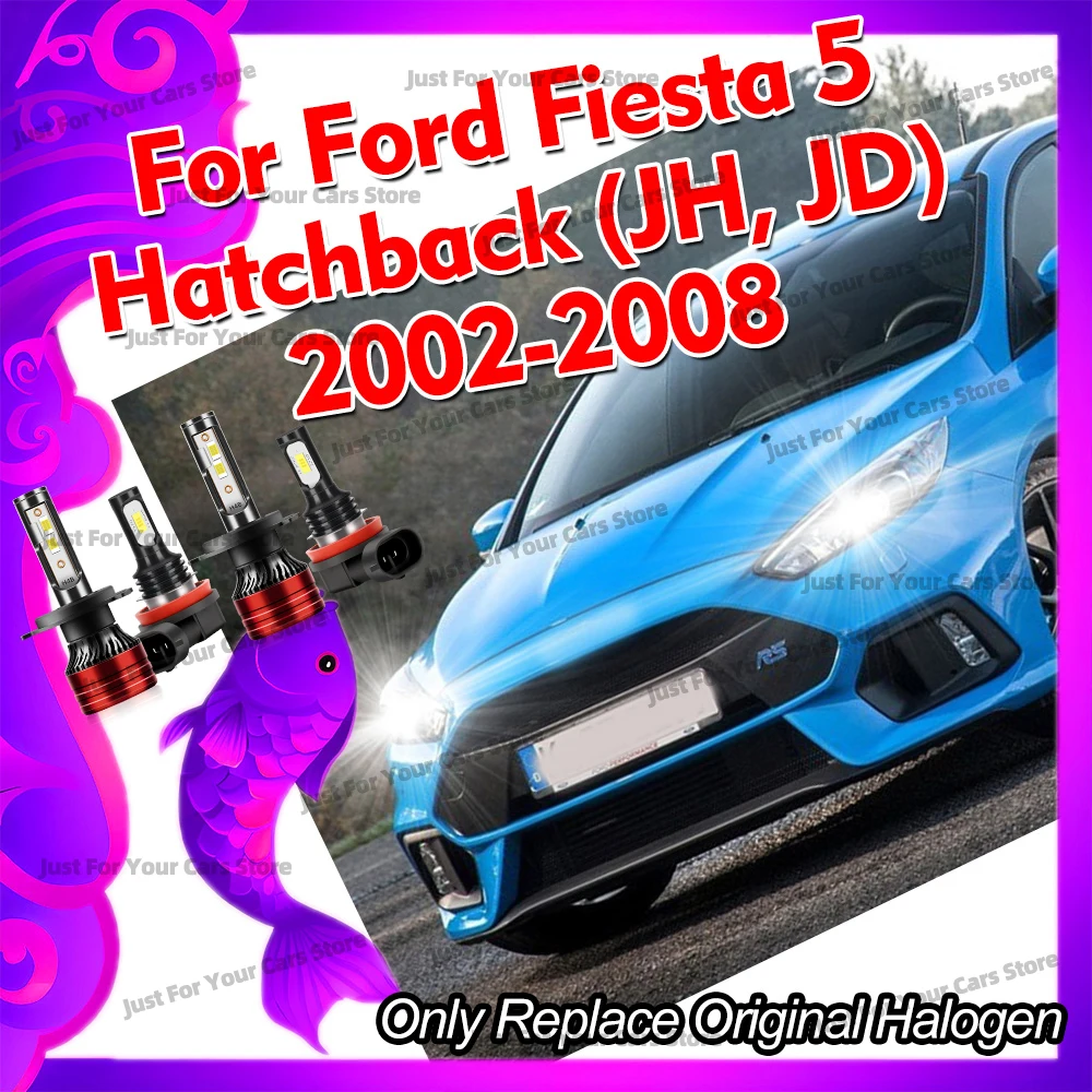 2/4x Car Led Headlights 6000K Fog Lamps 3570 CSP Bulb 12V For Ford Fiesta 5 Hatchback (JH JD) 2002 2003 2004 2005 2006 2007 2008
