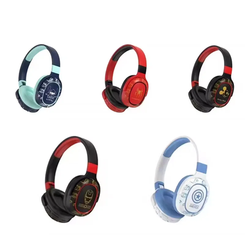 جديد ديزني مارفل سماعات بلوتوث قابلة للطي الرجل العنكبوت سماعات لاسلكية سماعة ألعاب صوت ستيريو للأطفال أنيمي الكرتون