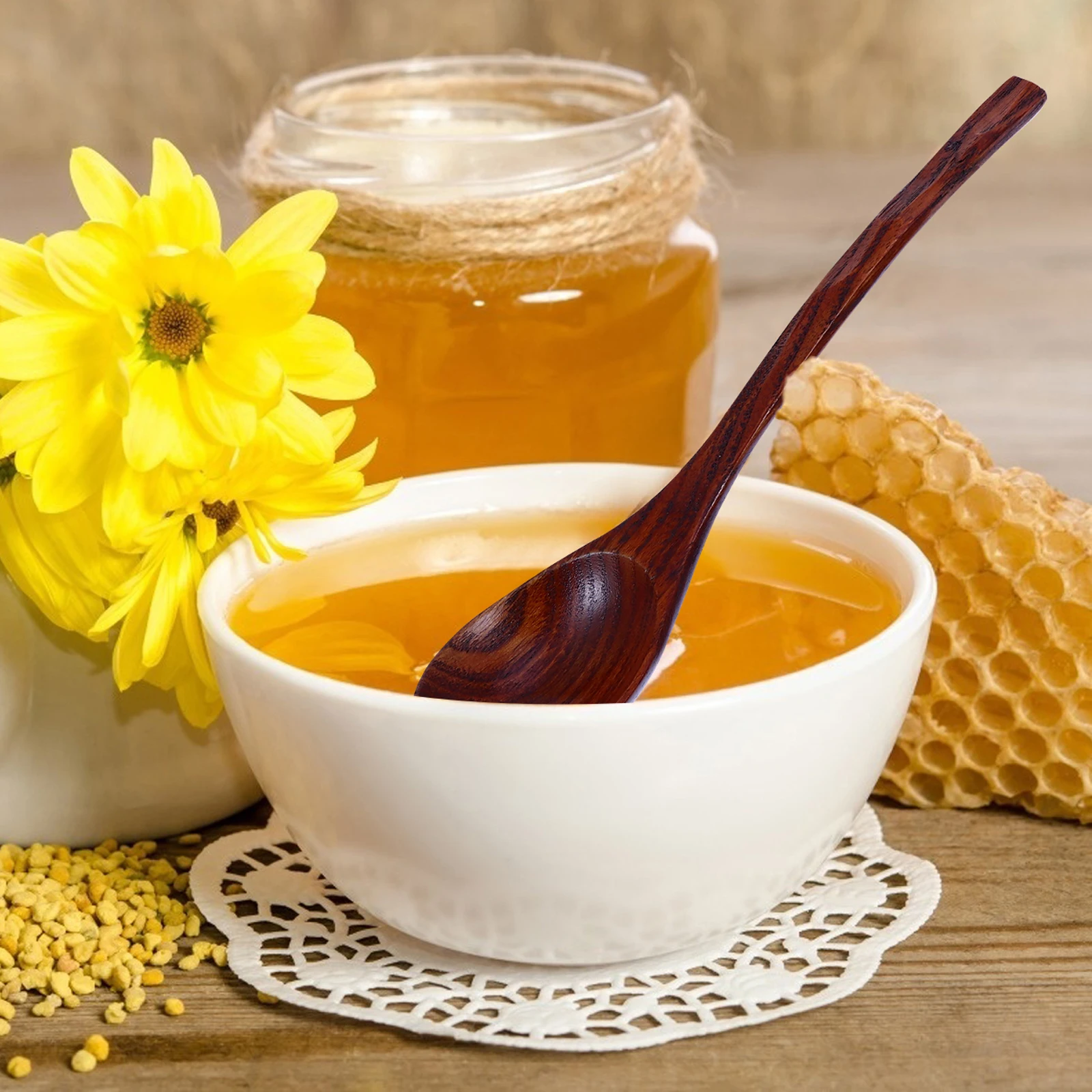 

3 шт. деревянные ложки для еды, меда, супа, ложка для перемешивания еды, деревянная ложка, натуральный легкий кухонный барный инструмент