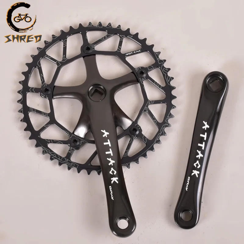 GRAY ATTACK Single Speed Aluminium Alloy Crankset 49T Chainring, 170mm for Road Mountain Bicycle, Folding Bike, Fixed Gear BIKE