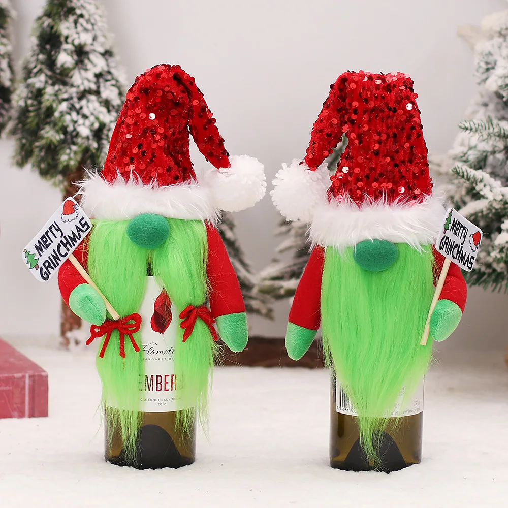 Wine Bottle Cover Dinner Table Supplies Cartoon Couple Greench Wine Bottle Holders for Party Wine Bottle Bag Christmas Decor