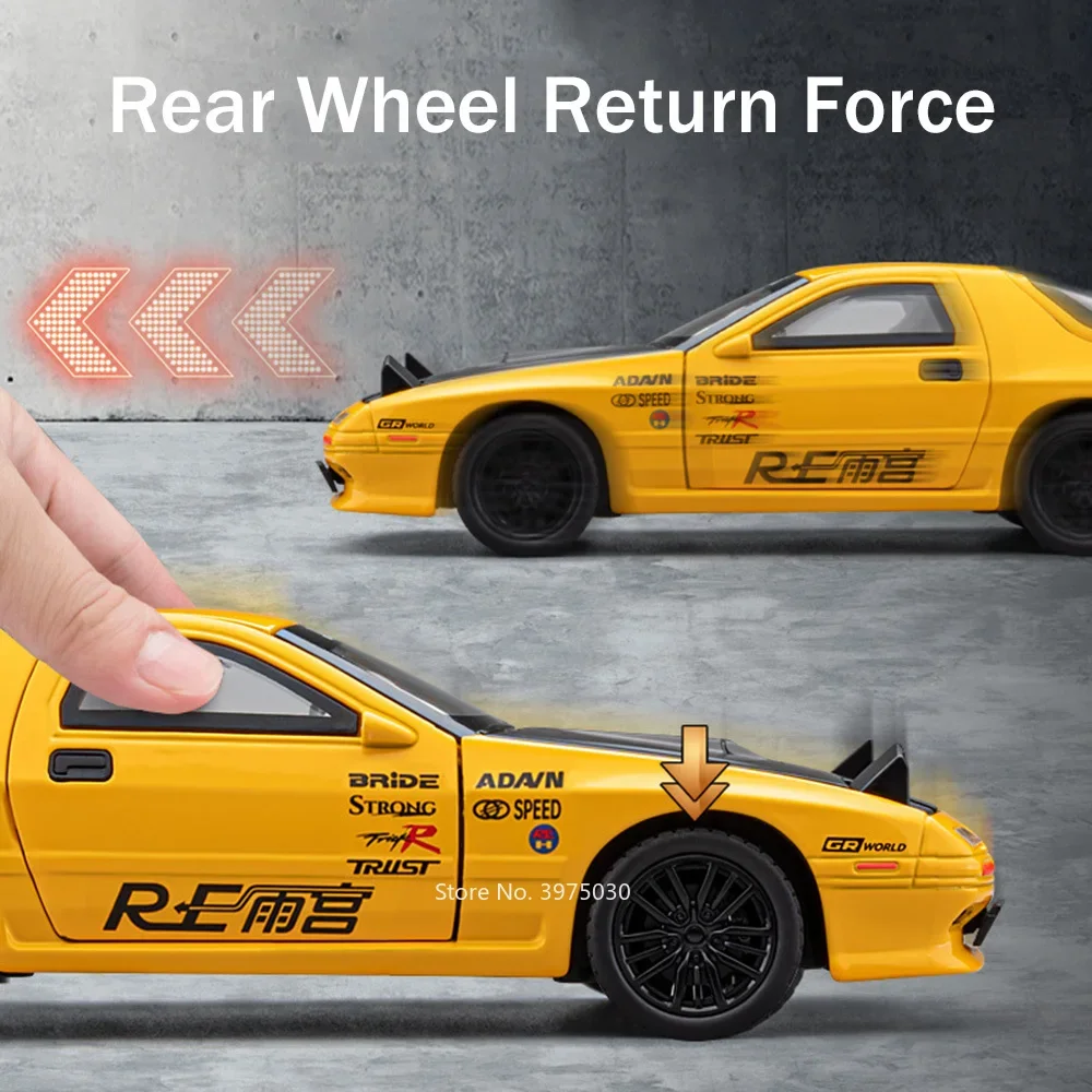 1:32 RX7 MX-5 モデル合金車ダイキャストおもちゃドアオープンミニチュアスポーツカープルバック車ボーイズコレクションギフト