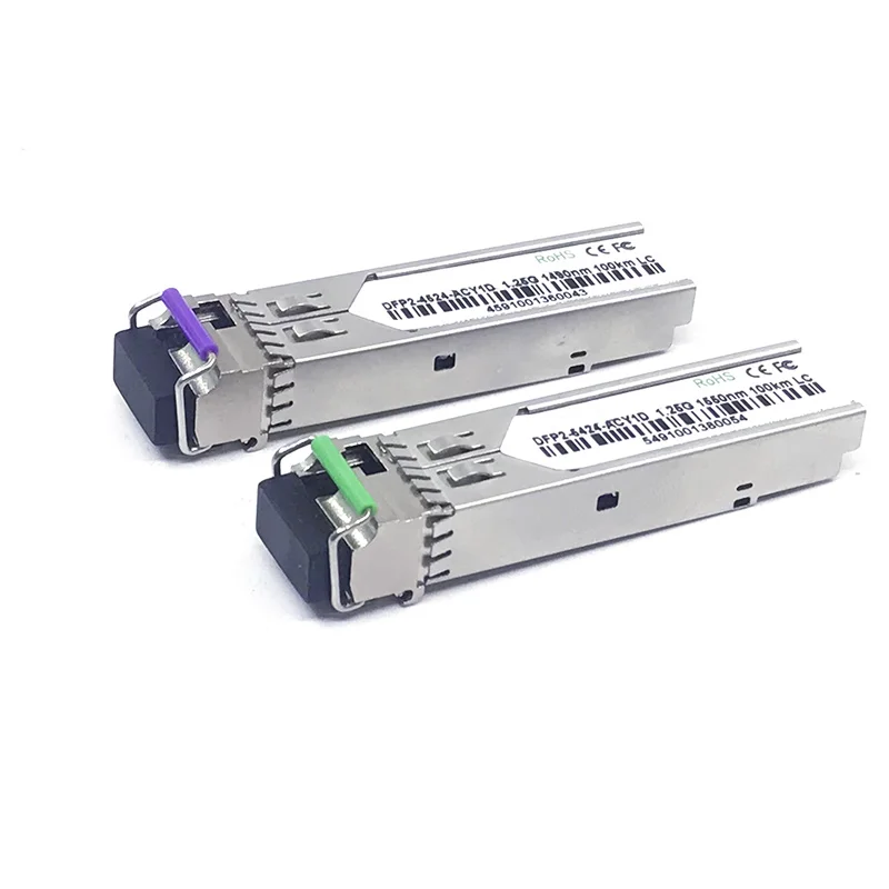 2PCS 1 pair DFP2-4524-ACY1D Tx1490nm Rx1550nm DFB laser 1G single mode Bidi SFP 100km LC 1.25G SFP